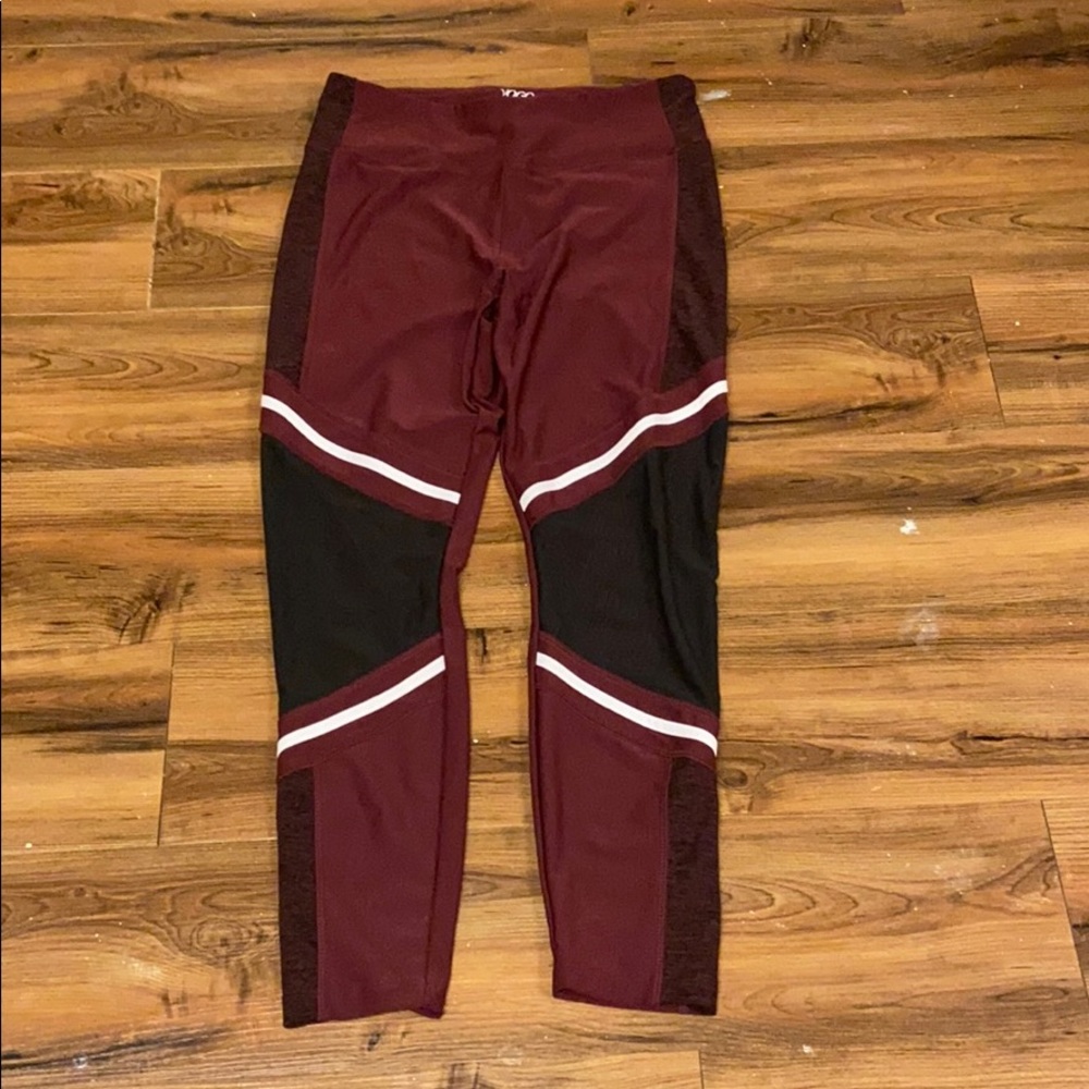 Maroon and black full length leggings